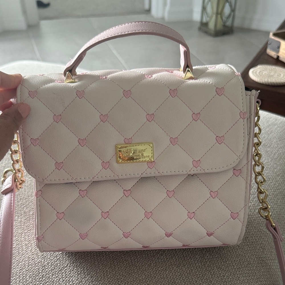 Betsey Johnson Pink Heart Quilted Crossbody Bag